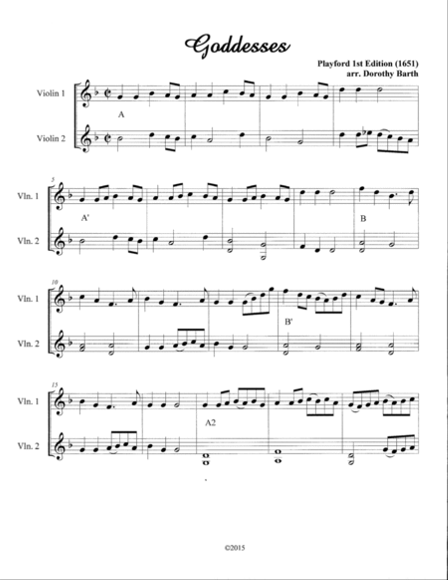 Romantic Playford: Goddesses String Duet scores gallery preview page 2