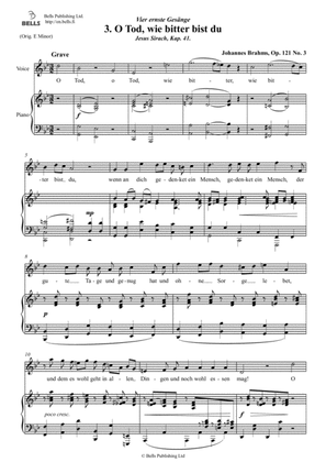 Book cover for O Tod, wie bitter bist du, Op. 121 No. 3 (G minor)