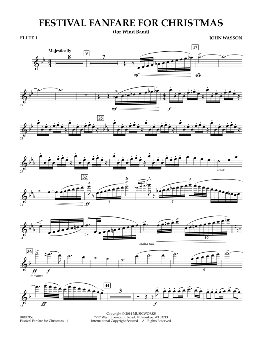 Festival Fanfare for Christmas (for Wind Band) - Flute 1 Concert Band scores gallery preview page 1