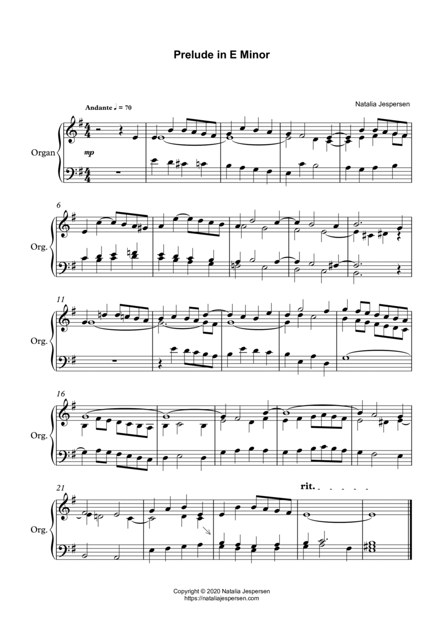 Prelude in E Minor Organ Solo scores gallery preview page 1
