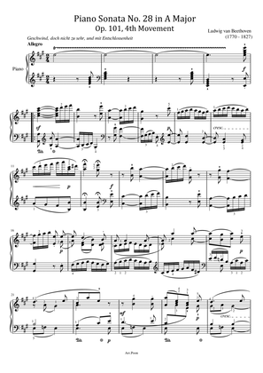 Beethoven - Piano Sonata No.28 in A Major,Op.101 4th Mov - Original With Fingered For Piano Solo