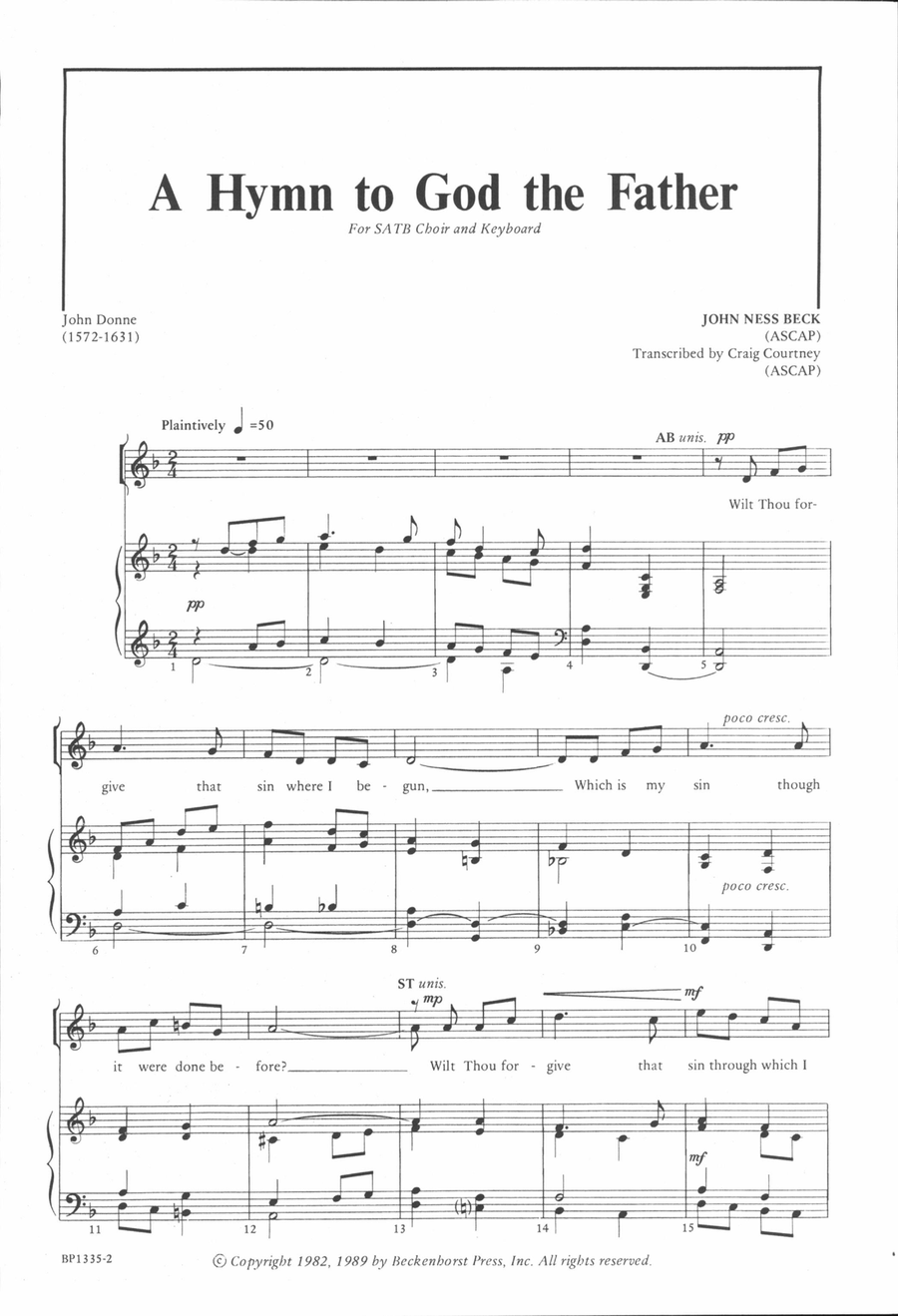 A Hymn to God the Father - SATB 4-Part scores gallery preview page 2