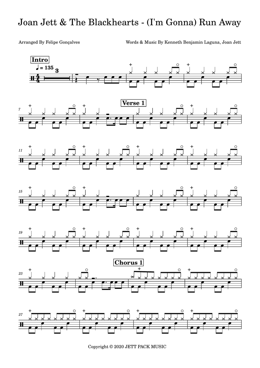 (I'm Gonna) Run Away (I'm Gonna) Run Away Drum Set scores gallery preview page 1