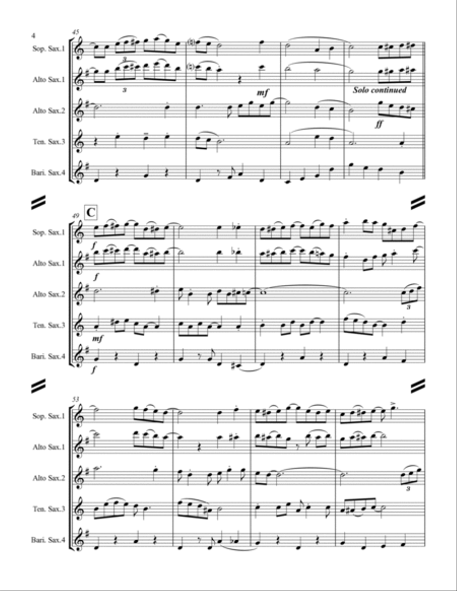 A Closer Walk With Thee (for Saxophone Quartet SATB or AATB) Saxophone Quartet scores gallery preview page 5