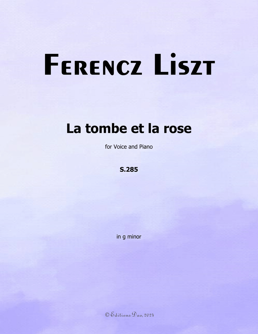 La tombe et la rose, by Liszt, S.285, in g minor Voice scores gallery preview page 1