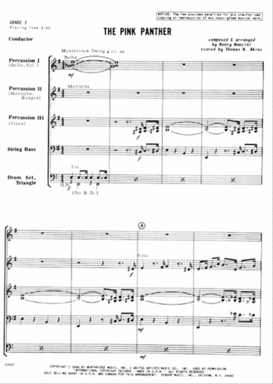 Pink Panther, The Double Bass scores gallery preview page 4