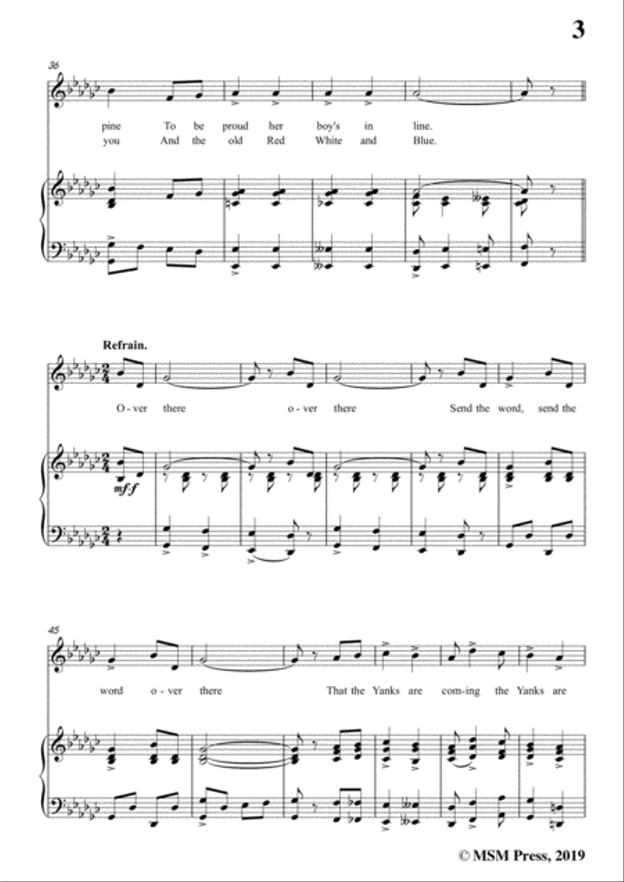 George M. Cohan-Over There,in G flat Major,for Voice&Piano Voice scores gallery preview page 5
