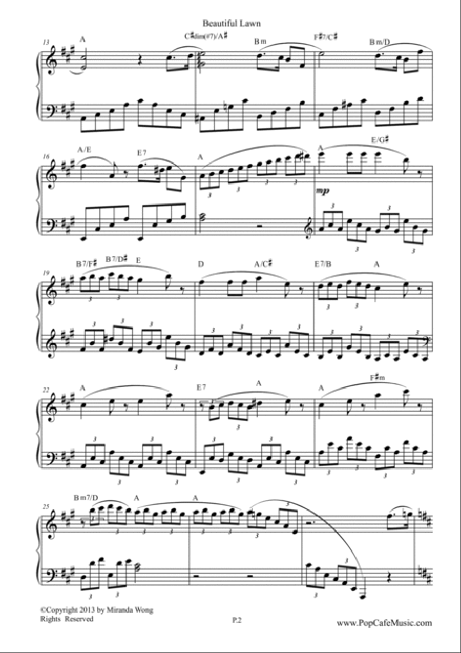 Beautiful Lawn (From Sonata in A - D.664 Op.120) by Schubert 4-Part scores gallery preview page 2