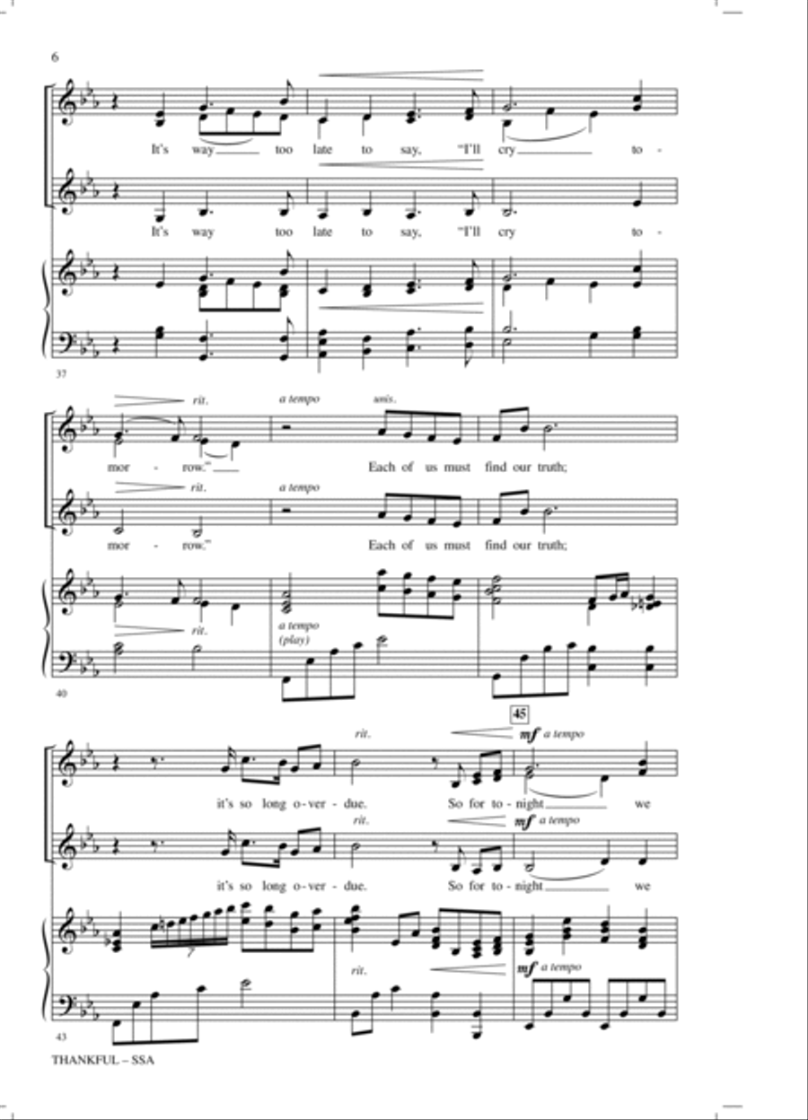 Thankful (arr. Mark Hayes) SSA scores gallery preview page 5