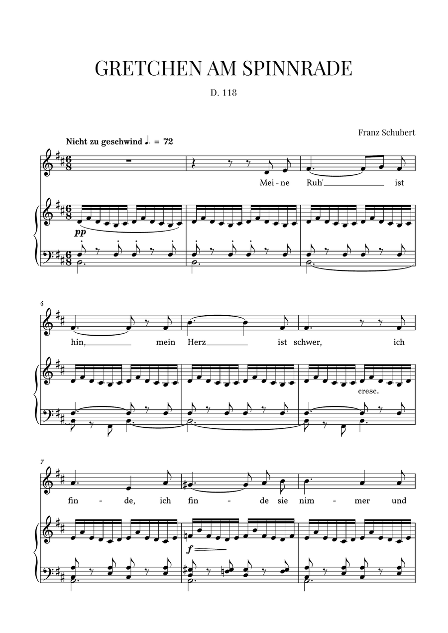 Gretchen am Spinnrade, D. 118 (B minor) Voice scores gallery preview page 1