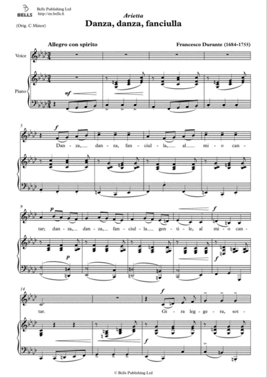 Danza, danza, fanciulla (F minor) Voice Solo scores gallery preview page 1