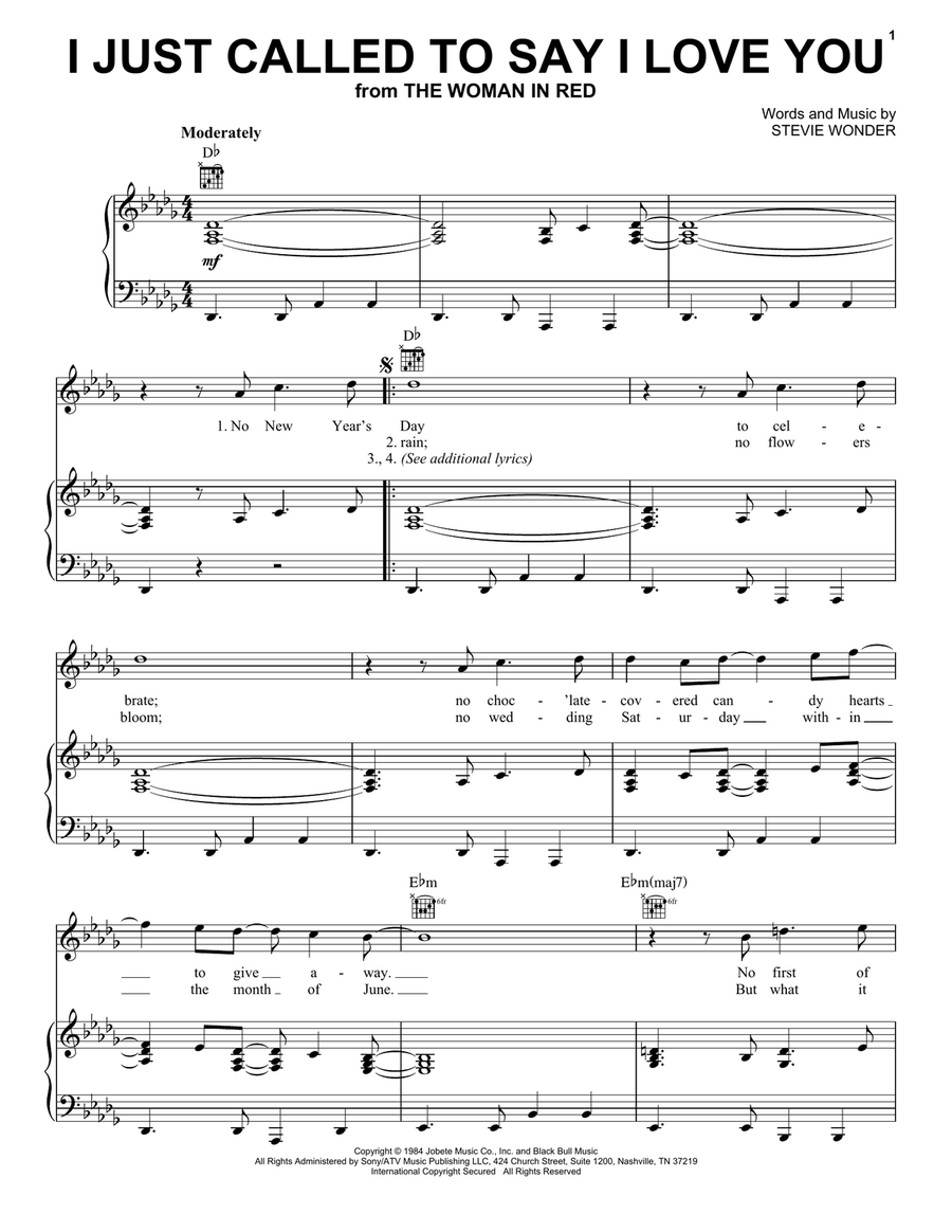 I Just Called To Say I Love You Acoustic Guitar scores gallery preview page 1