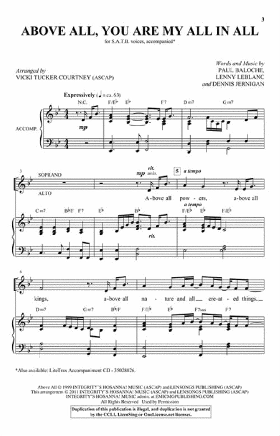 Above All, You Are My All In All 4-Part scores gallery preview page 2
