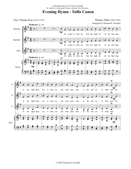 Evening Hymn - Tallis Canon (SSA) image number null