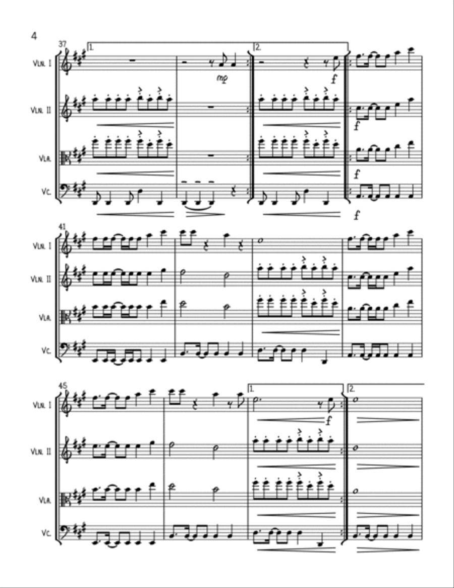 Wildest Dreams String Quartet scores gallery preview page 4