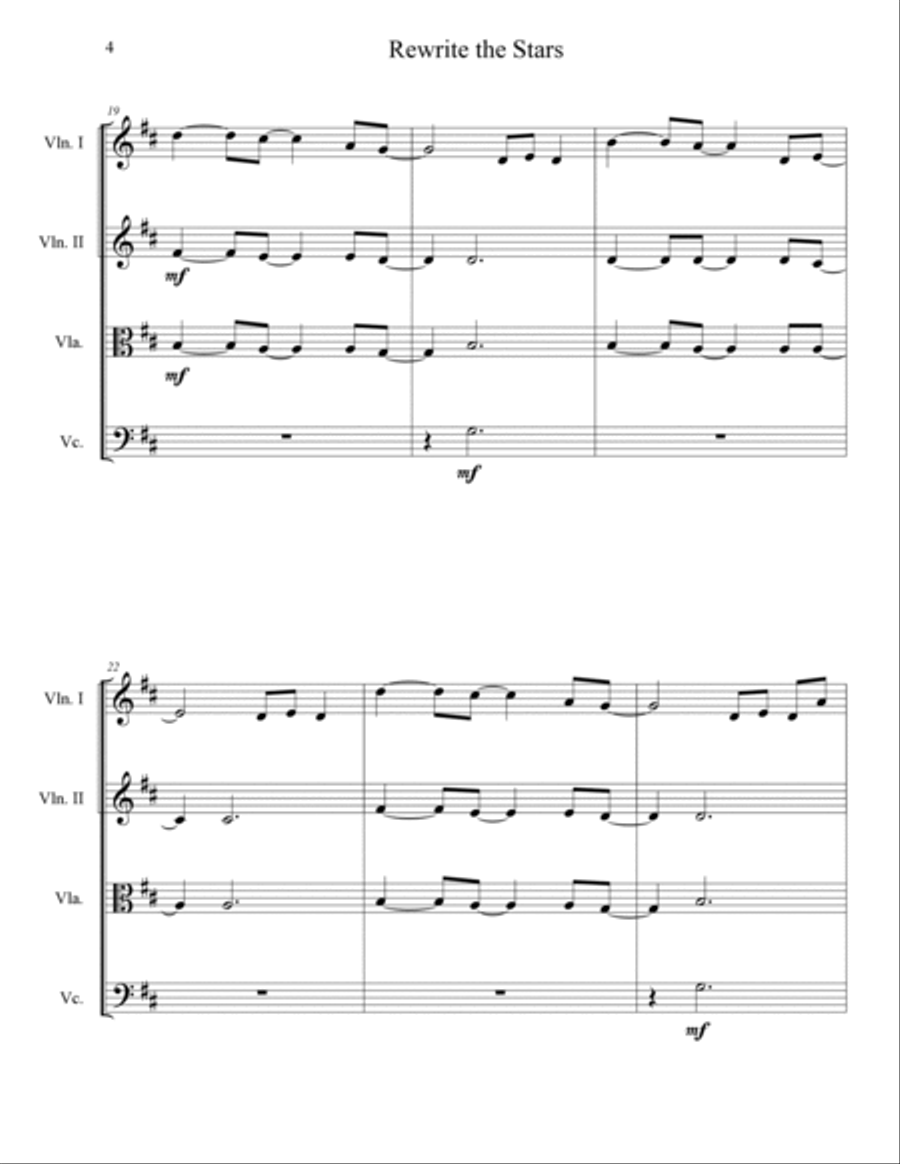 Rewrite The Stars Rewrite The Stars String Quartet scores gallery preview page 6