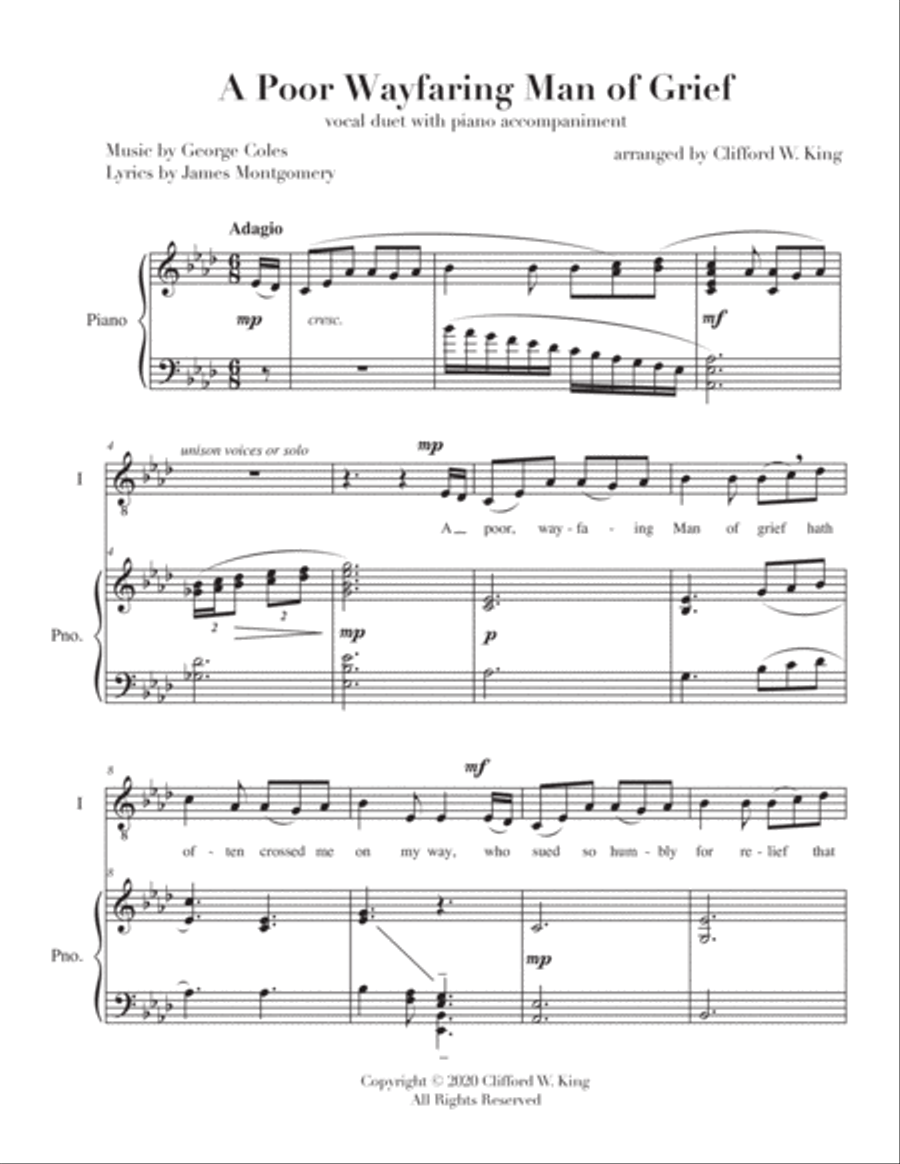 A Poor Wayfaring Man of Grief ( vocal duet + piano ) Piano scores gallery preview page 2