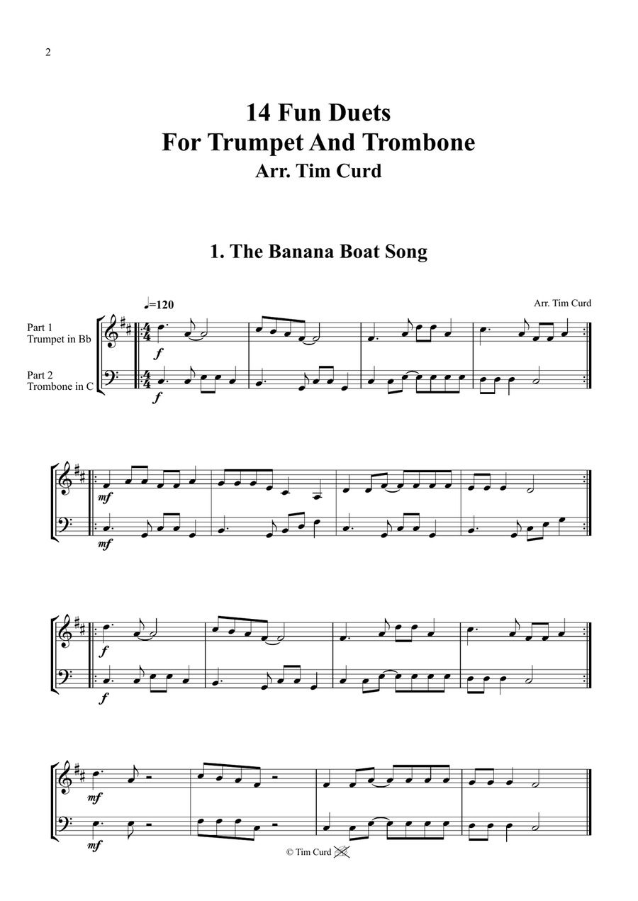14 Fun Duets For Trumpet and Trombone Brass Duet scores gallery preview page 2