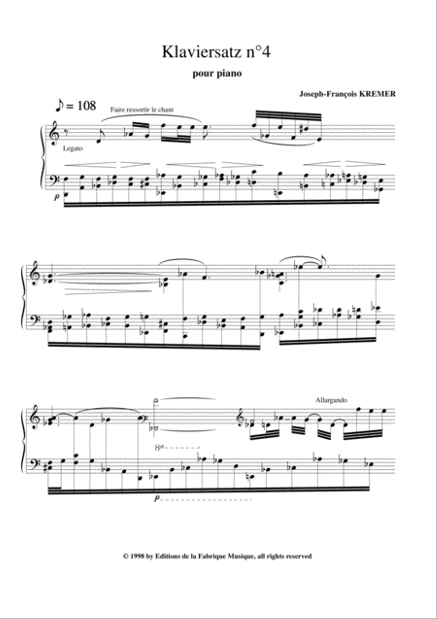 Joseph-François Kremer: Klaviersatz no. 4