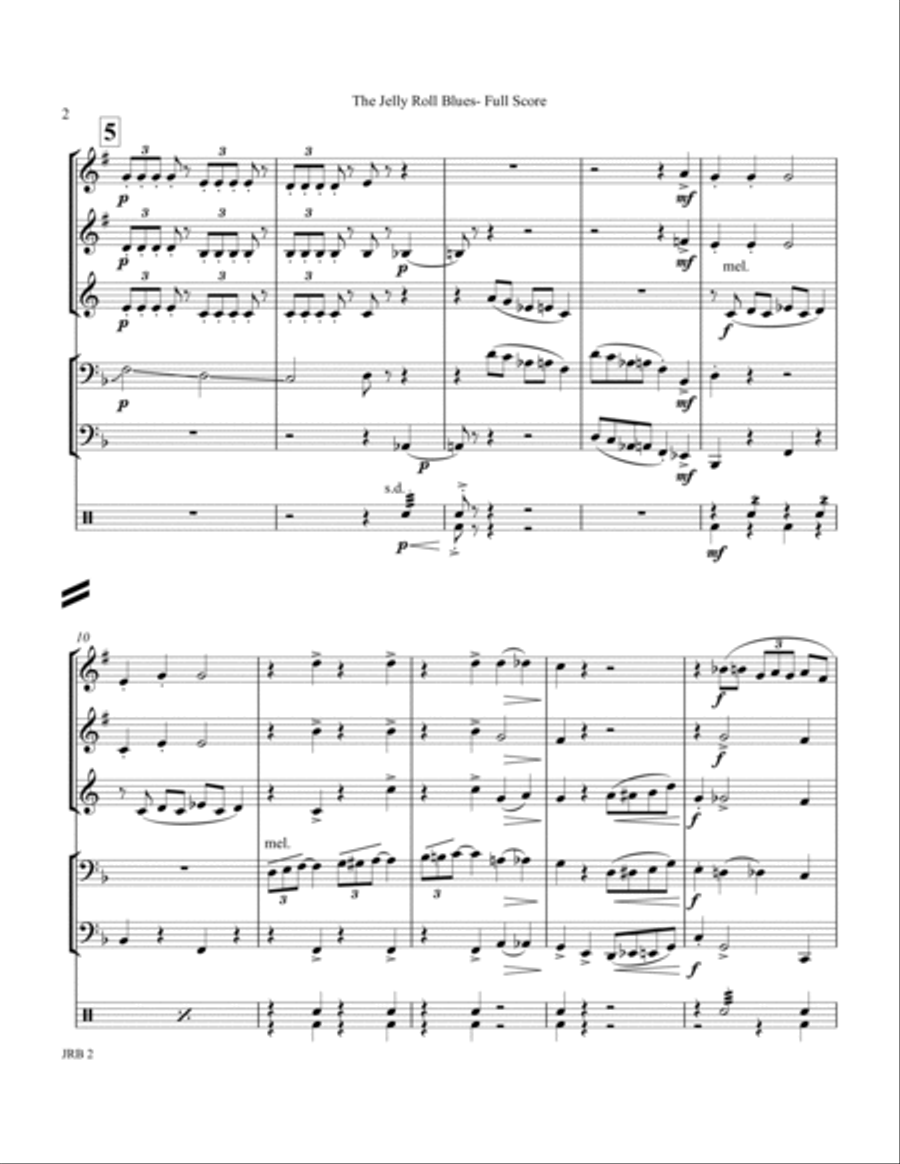 Jelly Roll Blues (The)- for Brass Quintet w/opt. Percussion Chamber Music scores gallery preview page 2