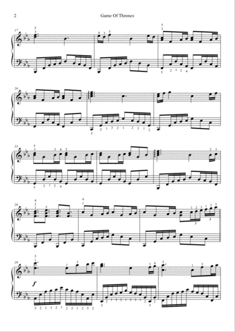 Game Of Thrones Piano Solo scores gallery preview page 2
