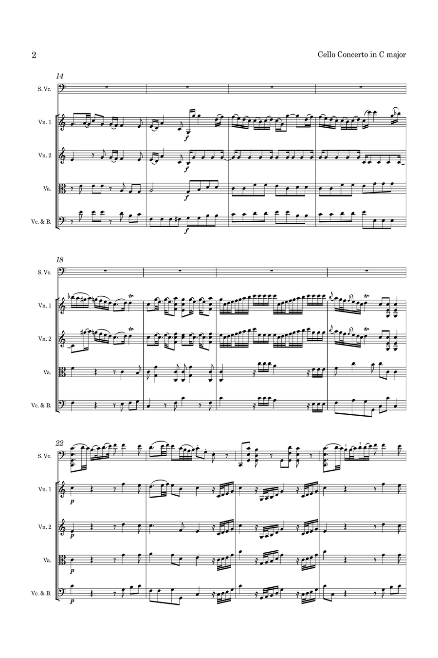 Haydn Cello Concerto in C for Cello and String Orchestra String Orchestra scores gallery preview page 3