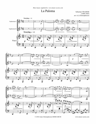 La Paloma - 2 Euphoniums and Piano