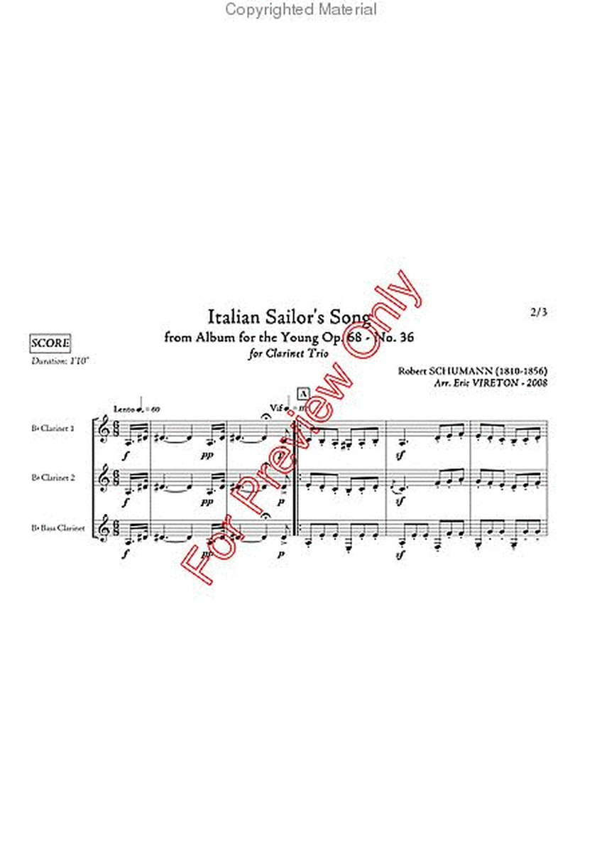Italian Sailor's Song, From Album For The Young Opus 68 No. 36 image number null