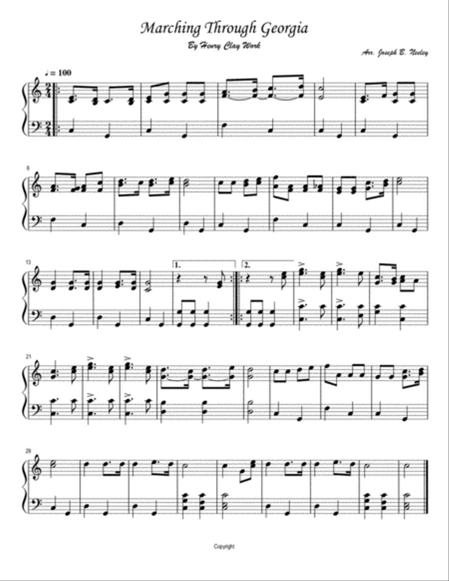 Marching Through Georgia Easy Piano scores gallery preview page 1