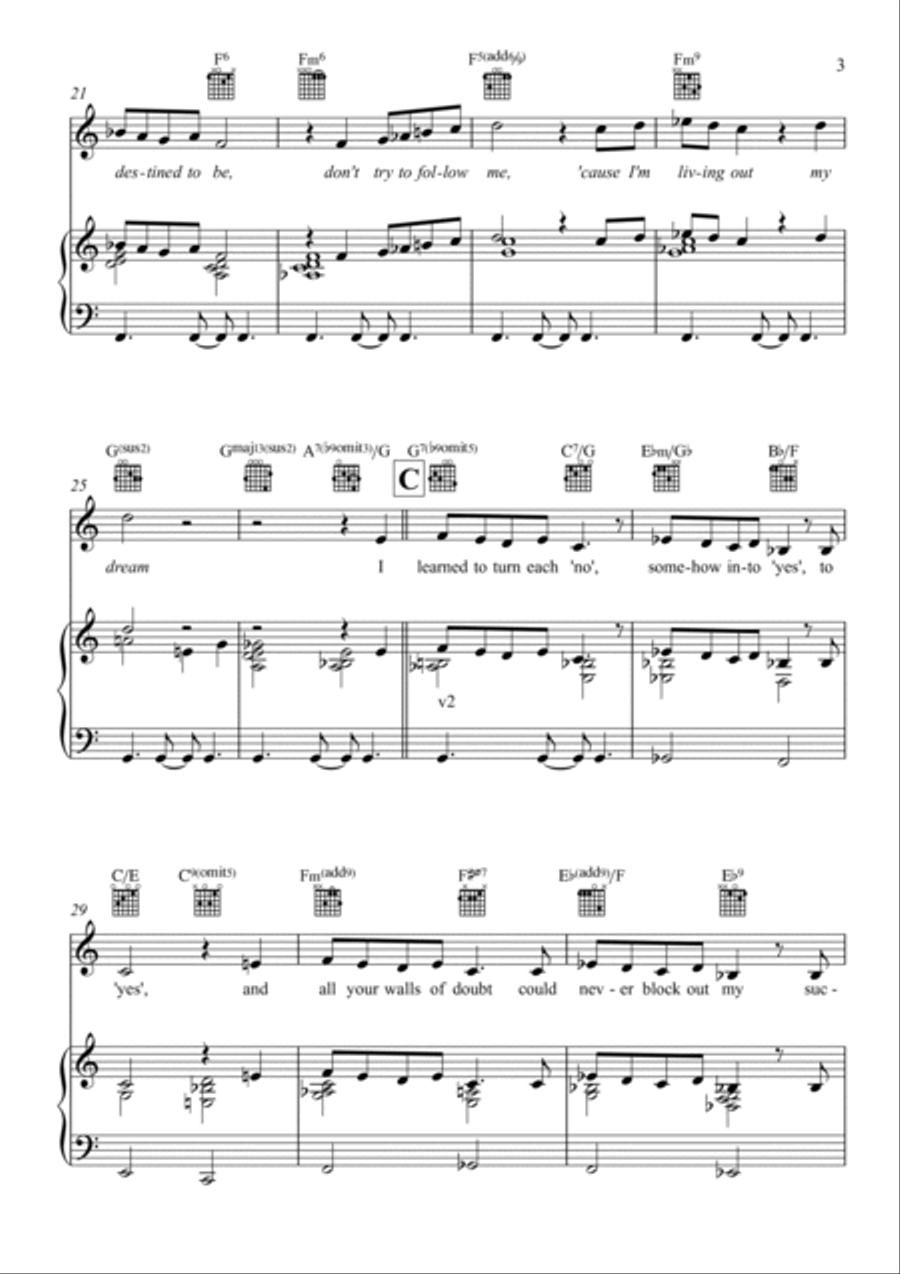Living Out My Dream Piano, Vocal, Guitar scores gallery preview page 3