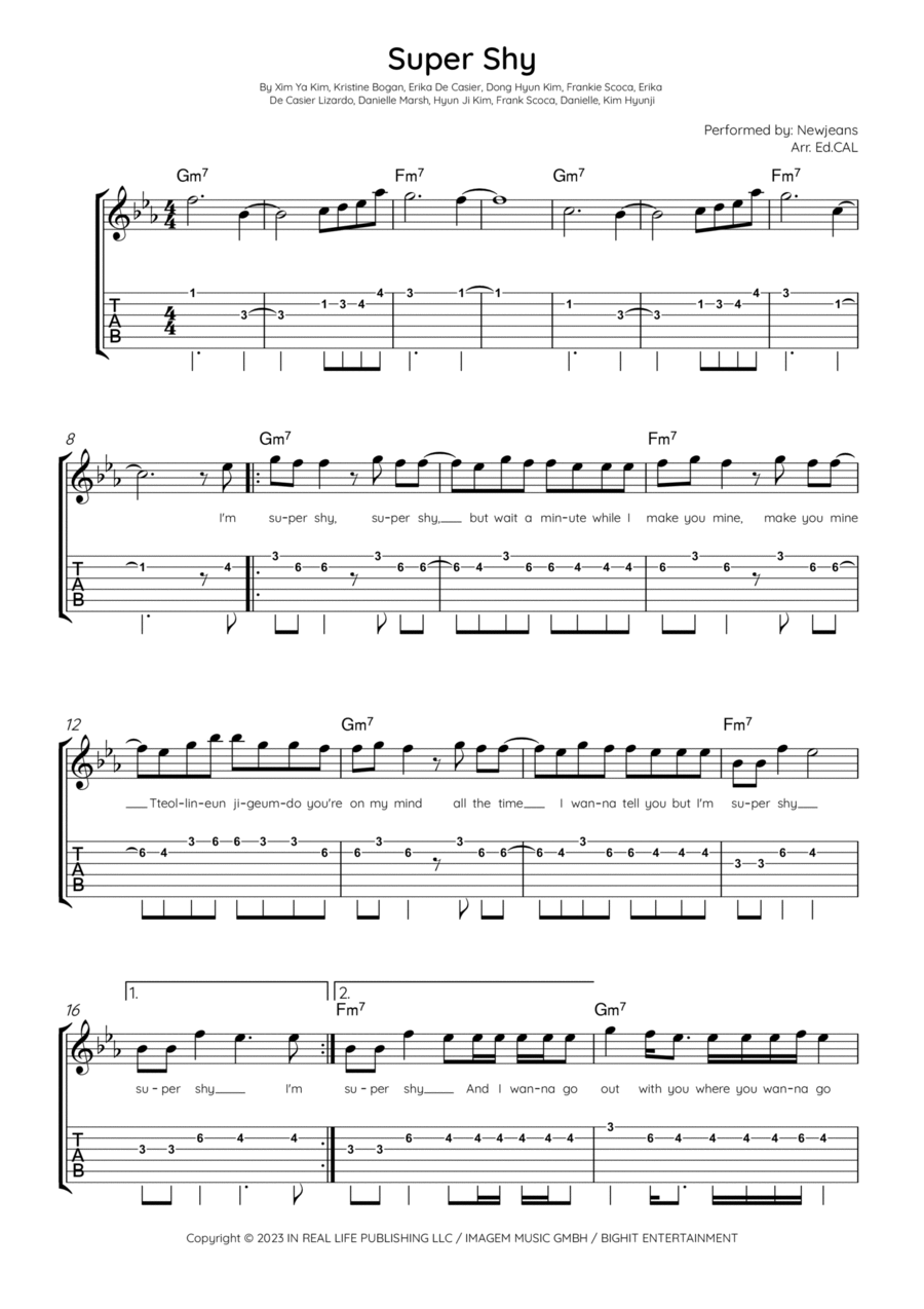 Super Shy Super Shy Electric Guitar scores gallery preview page 1