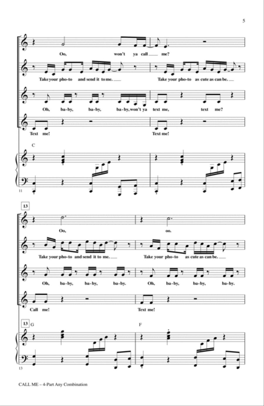 Call Me 4-Part scores gallery preview page 3