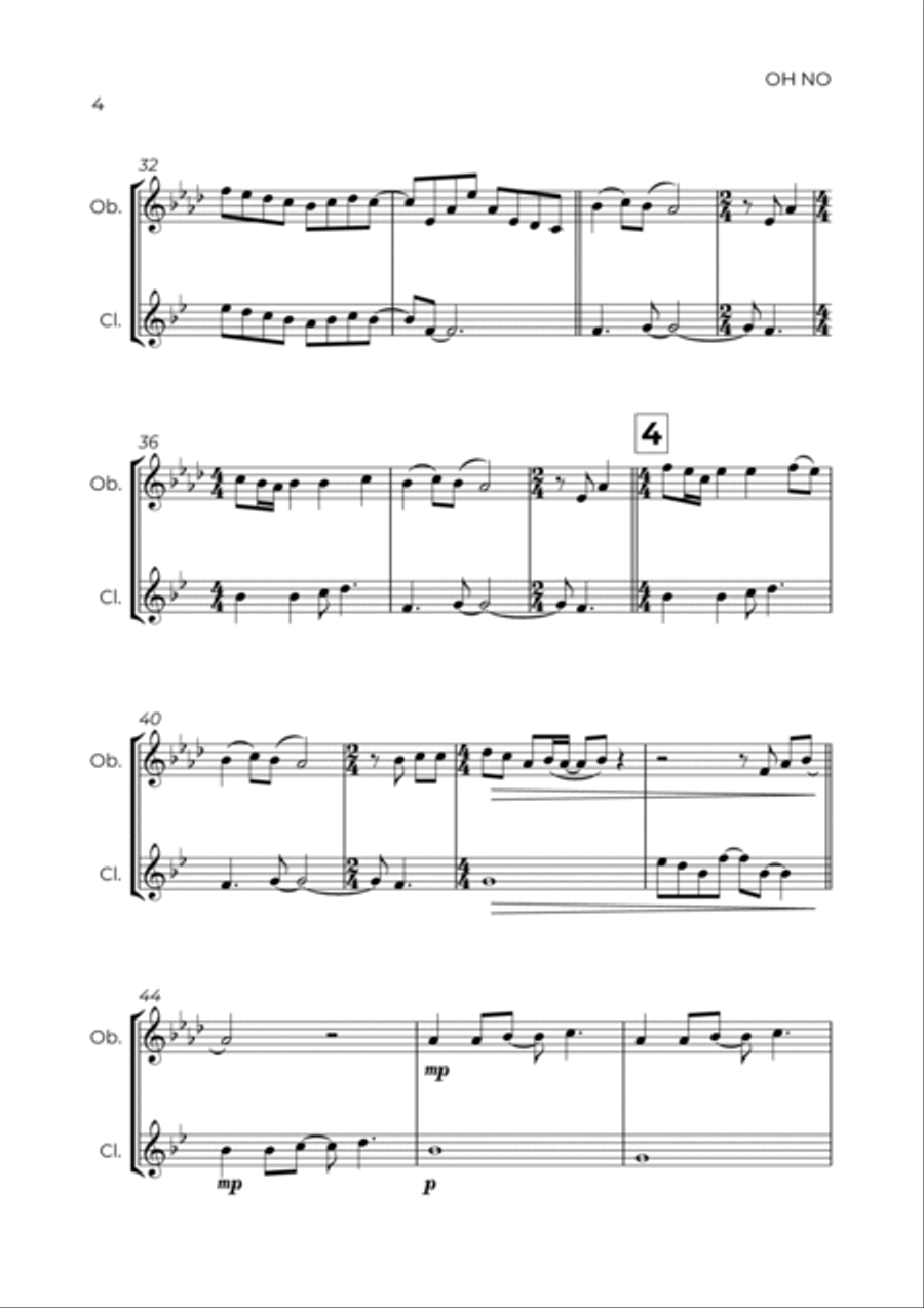 Oh No Woodwind Duet scores gallery preview page 4