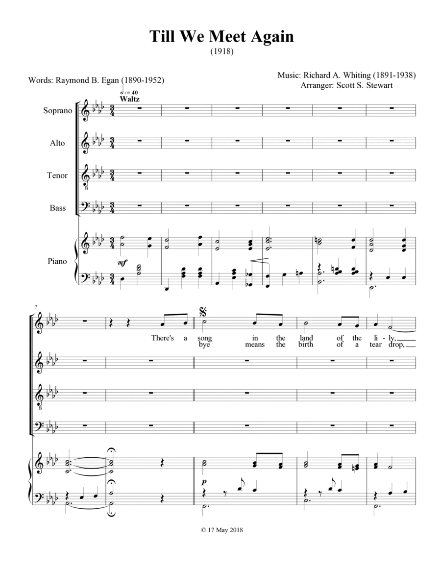 Till We Meet Again (1918) 4-Part scores gallery preview page 1