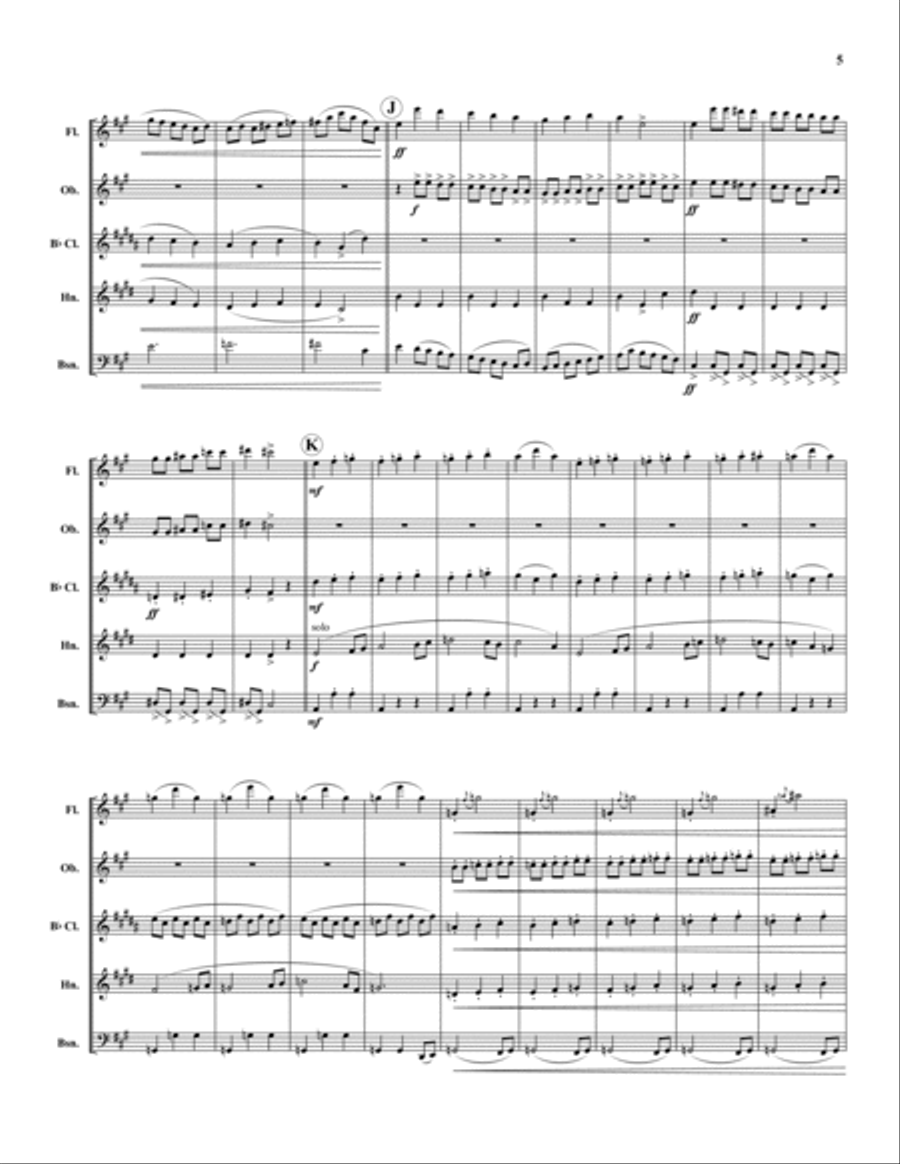 Slavonic Dance No. 1 Woodwind Quintet scores gallery preview page 5