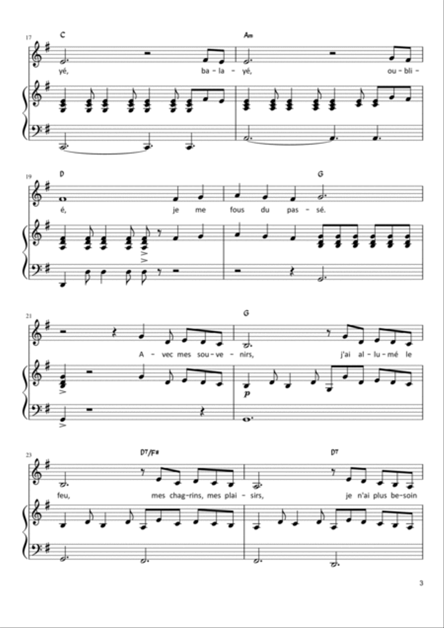Non, Je Ne Regrette Rien Voice scores gallery preview page 3
