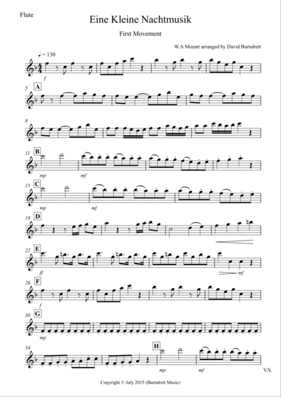 Eine Kleine Nachtmusik (1st movement) for Flute and Clarinet Duet Woodwind Duet scores gallery preview page 3