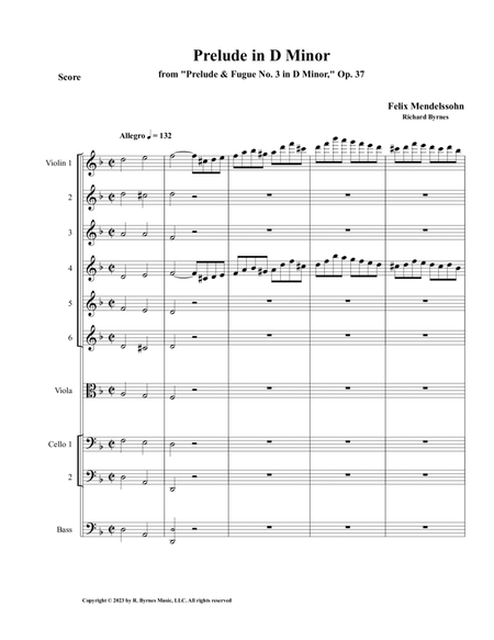 Mendelssohn - Prelude in D Minor, Op. 37 (String Orchestra) image number null