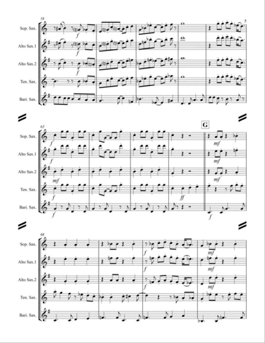 Spanish Flea Saxophone Quartet scores gallery preview page 6