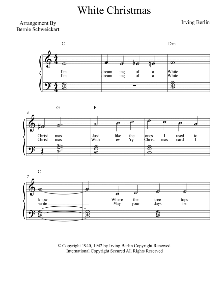 White Christmas Easy Piano scores gallery preview page 1