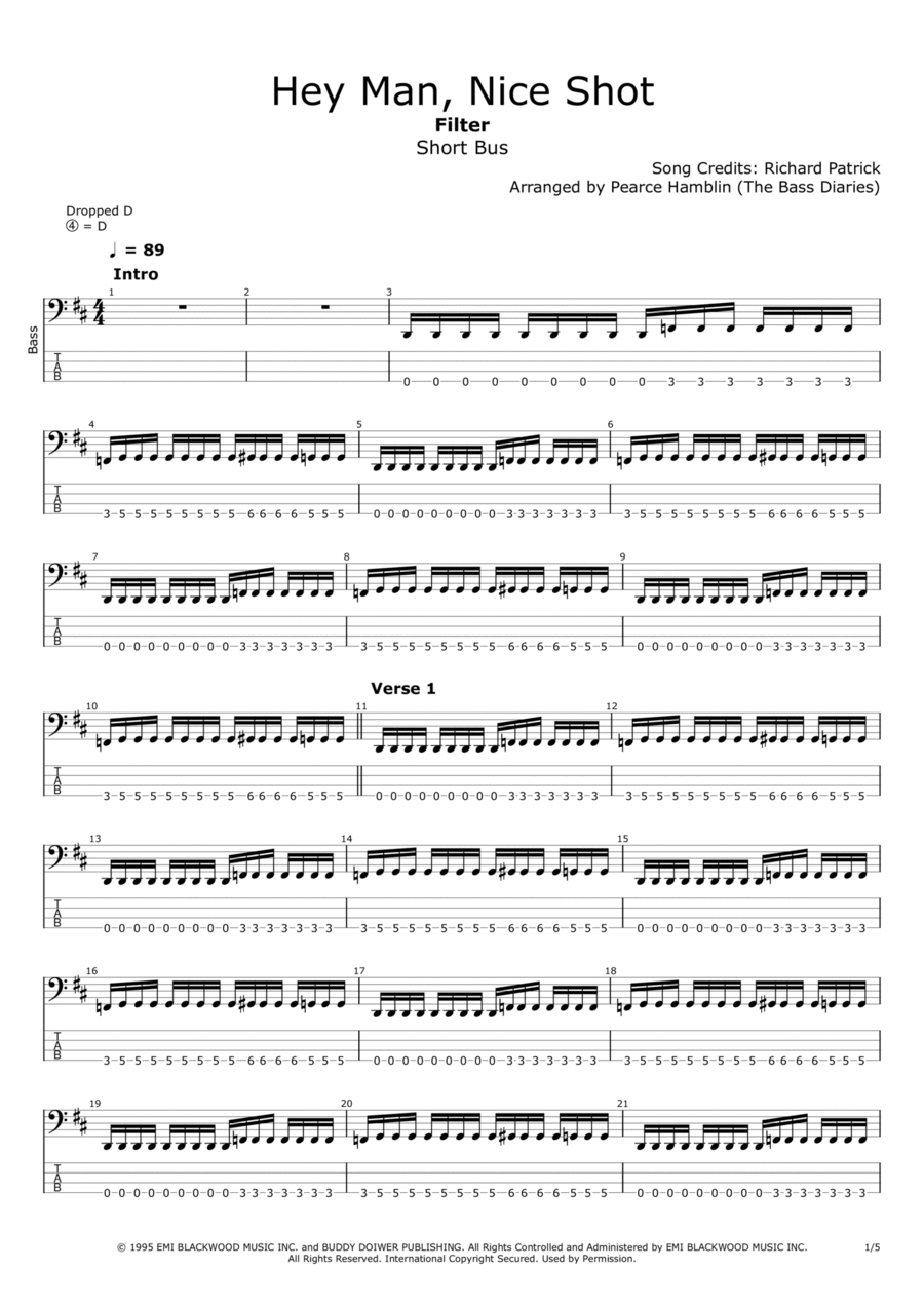 Hey Man Nice Shot Bass Guitar scores gallery preview page 1
