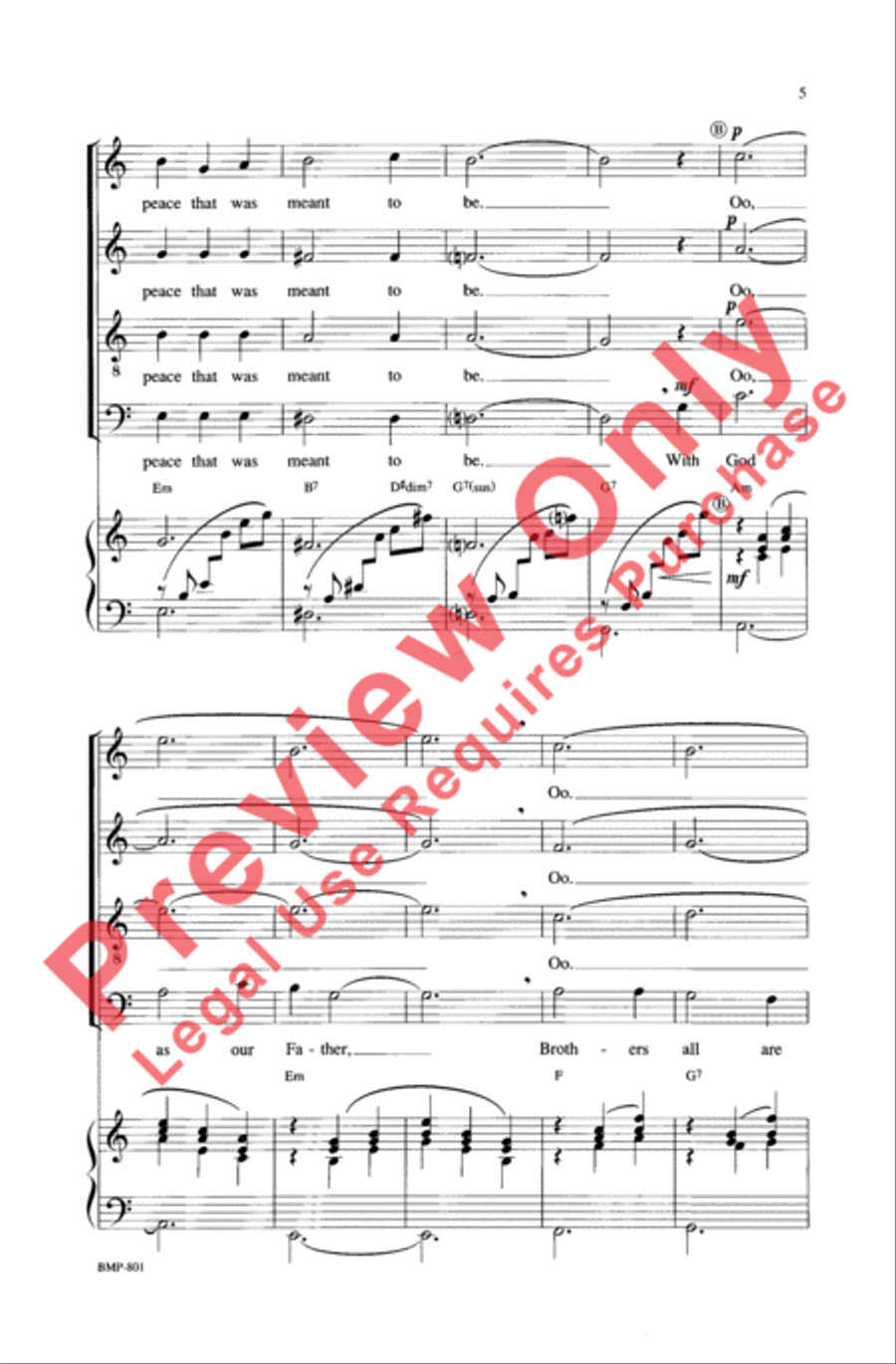 Let There Be Peace on Earth 4-Part scores gallery preview page 5