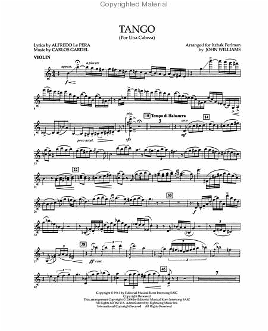 Tango (Por Una Cabeza) Violin Solo scores gallery preview page 3