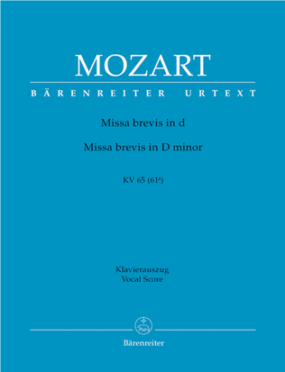Book cover for Missa Brevis In D Minor, K. 65
