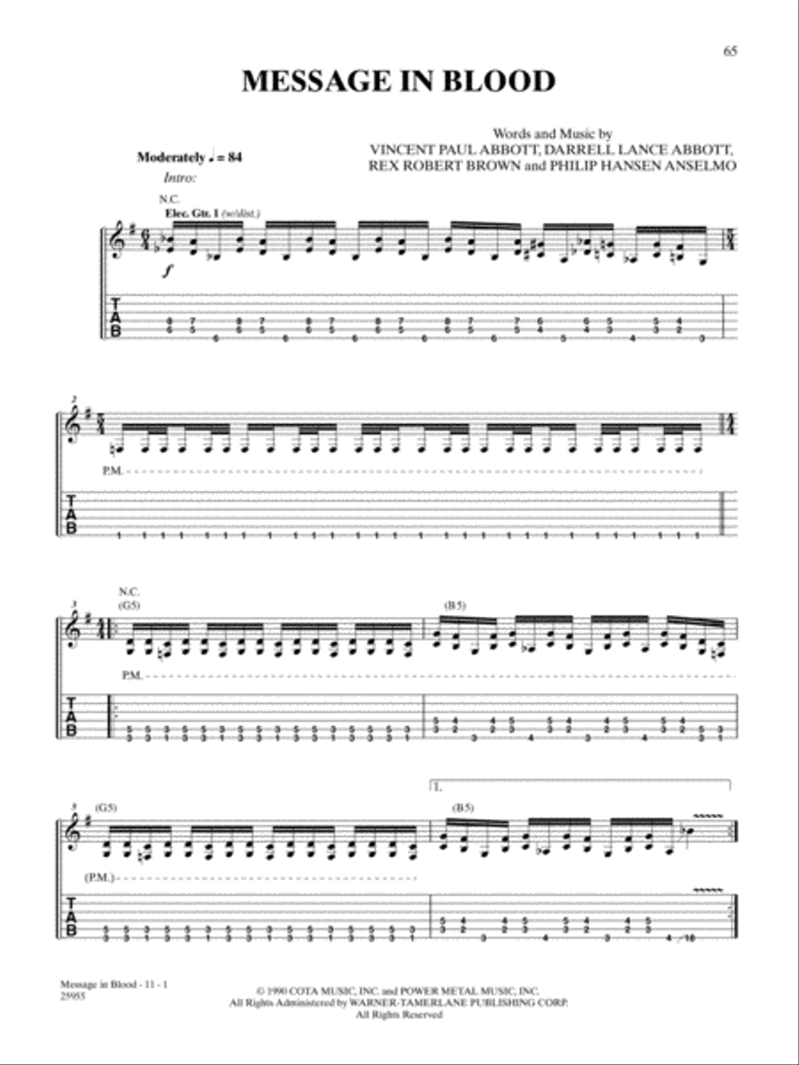 Message In Blood Guitar Tablature scores gallery preview page 1