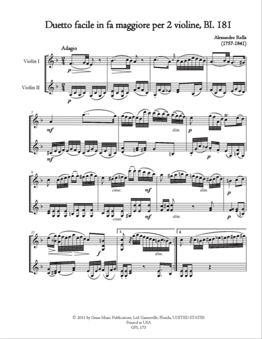 131 Violin Duets, BI. 111-241 Volume 18 (BI. 181-184) String Duet scores gallery preview page 2