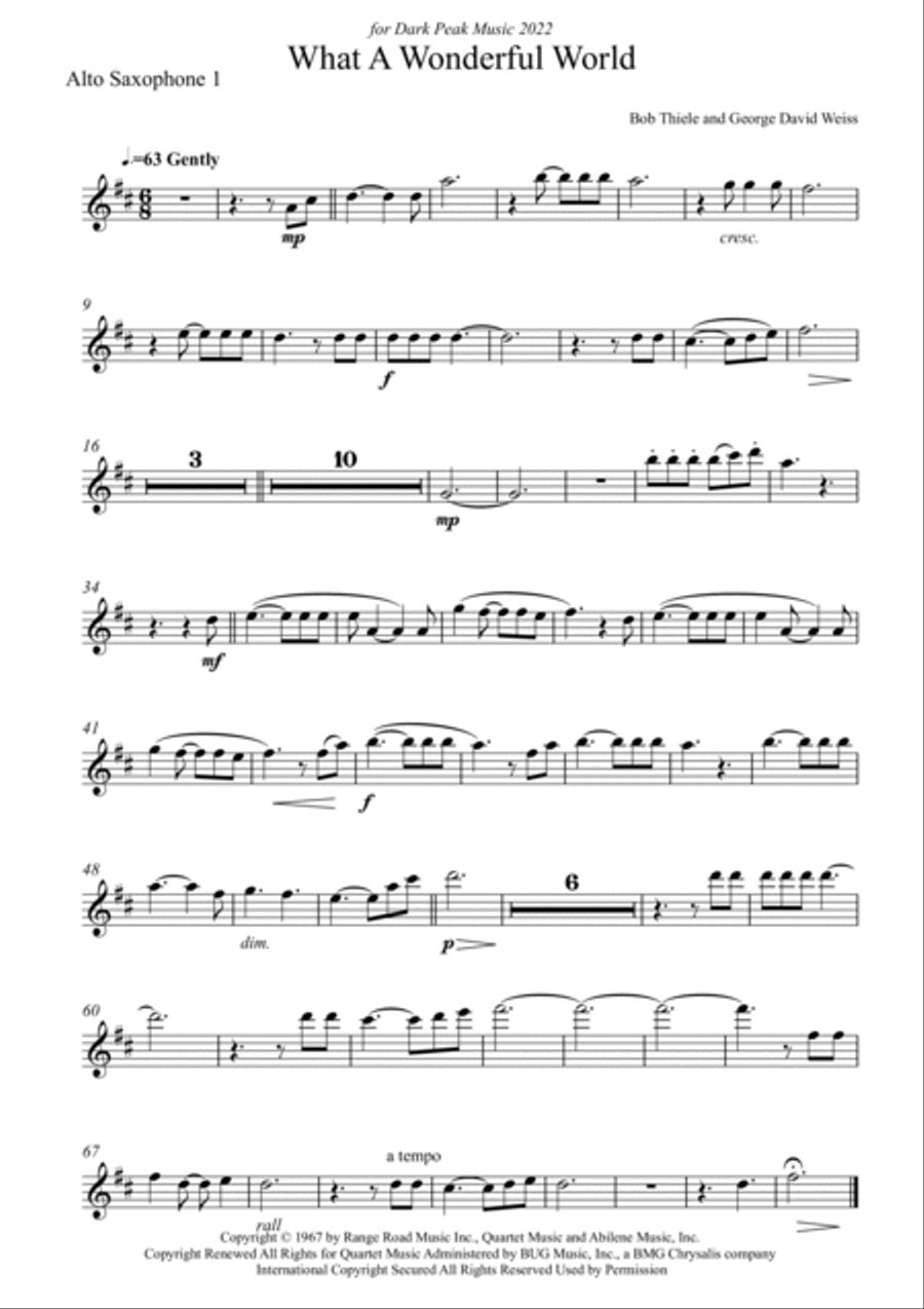 What A Wonderful World Saxophone Quintet scores gallery preview page 5