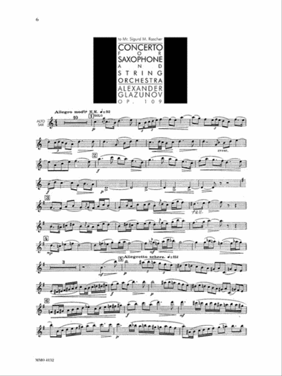 Glazunov – Concerto in E-flat Major, Op. 109; Von Koch – Concerto in E-flat Major Alto Saxophone scores gallery preview page 3