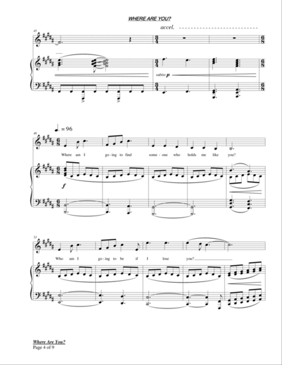 Where Are You? for Voice and Piano Voice Solo scores gallery preview page 6