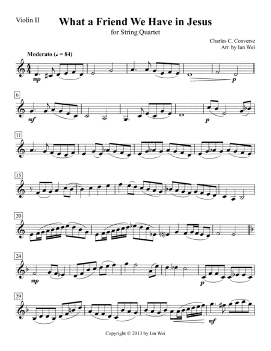 What a Friend We Have in Jesus for String Quartet String Quartet scores gallery preview page 3